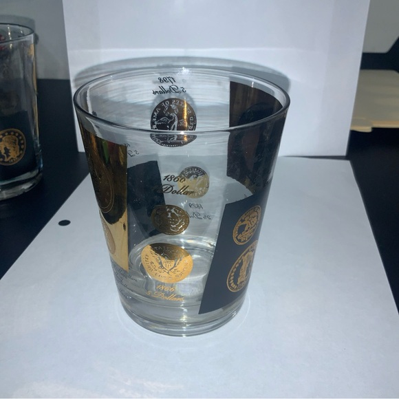 MCM Libby Black/Gold Coin Barware Whiskey Glasses (8) - Picture 3 of 7